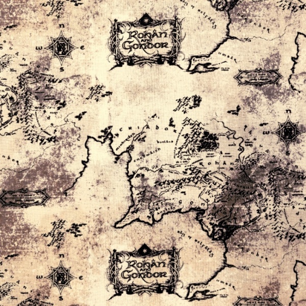 100% Cotton - Lord of the Ring - Middle Earth Map